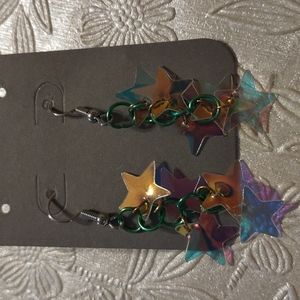 Green Chain Heart Earrings